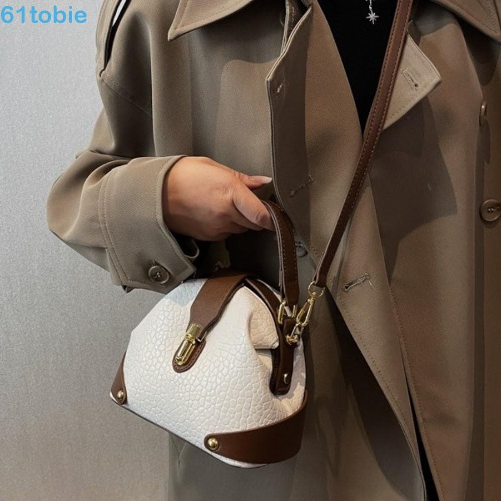Bolsa De Ombro Vintage TOBIE , Mensageiro De Couro De Grande Capacidade Com Fivela De Metal Crossbody De Design Minimali