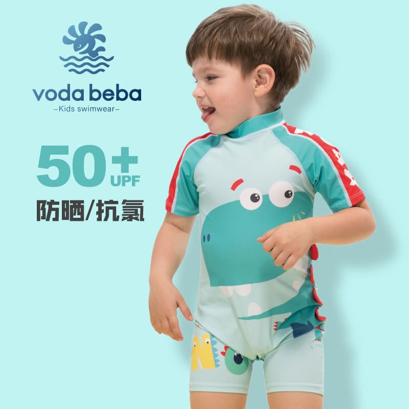 Voda Beba maiô infantil meninos bebê maiô crianças médias dinossauro protetor solar de manga curta um @
