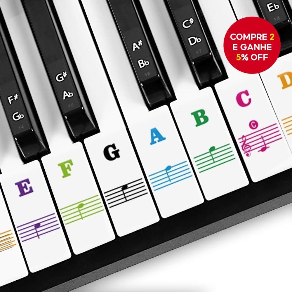 Adesivos De Teclado De Piano Para Iniciantes , Etiquetas De Teclas Reutilizáveis E Protetoras , Sobreposição De Notas Pi