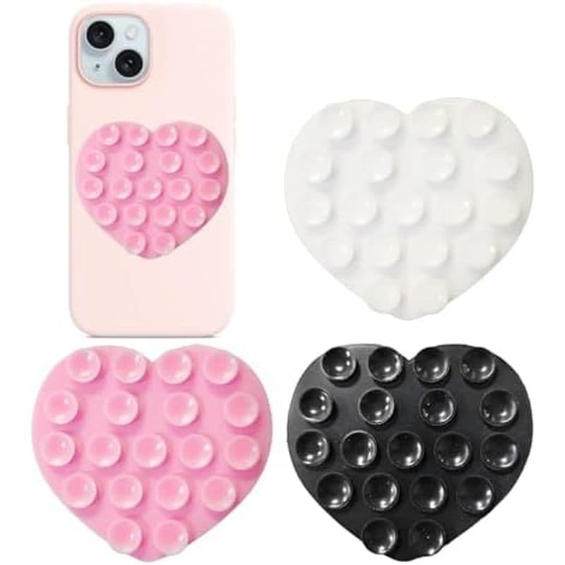 Punho Pegajoso De Telefone De Silicone Em Forma De Coração-Suporte Adesivo Traseiro Para iPhone & amp ; Android , Espelh