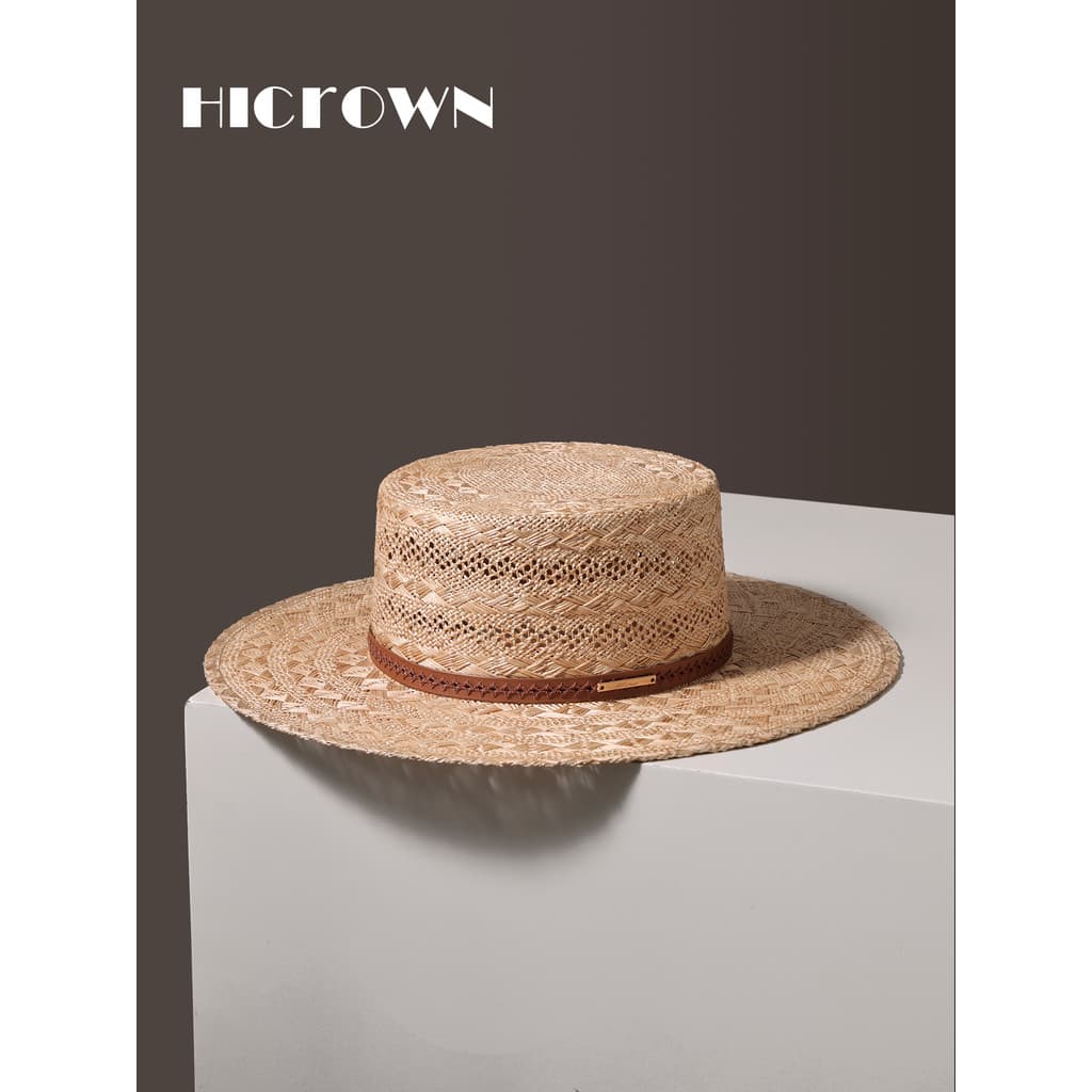 Verão velho dinheiro estilo mão-tecido oco grama plana chapéu masculino feminino chapéu de sol de aba larga férias Retro