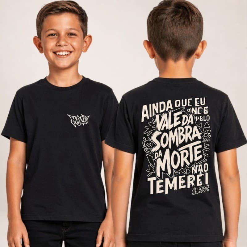 Camiseta Infantil Evangélica Yeshua Leão Camisa 100% Algodão Gospel Frases Cristãs