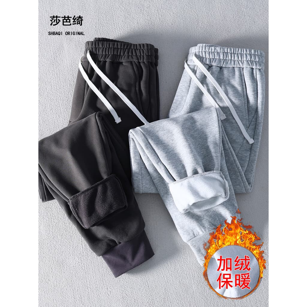 Sabaqi outono inverno novo estilo solto-gravata-perna esportes Sweatpants masculino meninos escovado engrossado macacão