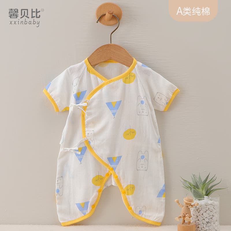 Xin Babe roupas de bebê recém-nascido gaze monge roupas verão bebê puro algodão pijamas fino manga curta borboleta macac