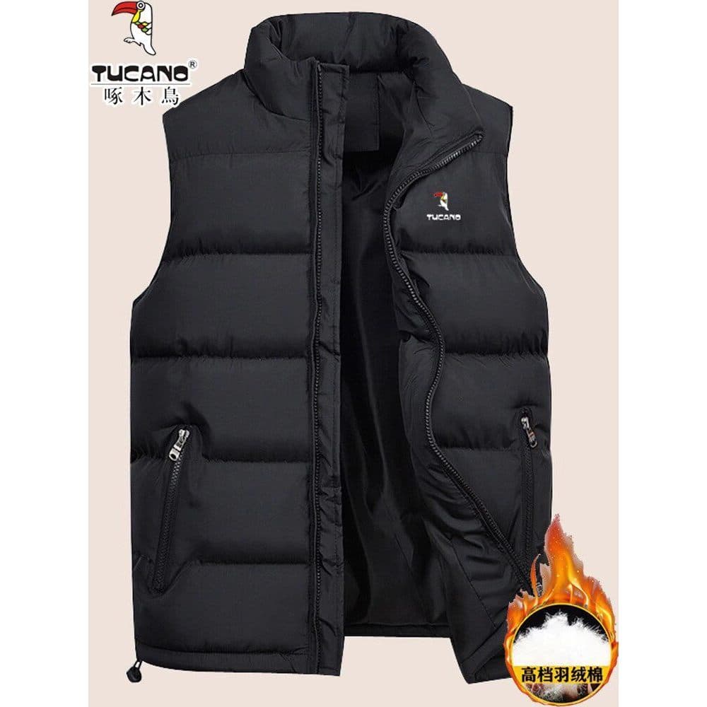 Woodpecker para baixo colete de algodão masculino outono inverno de meia-idade solto tamanho grande colete masculino eng