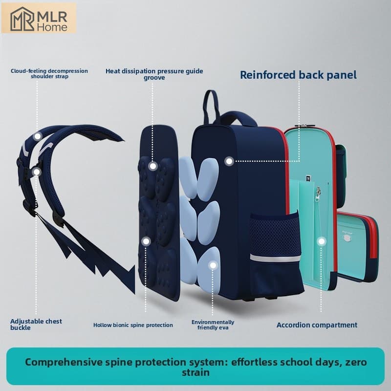 [Conjunto de duas peças] Proteção de cume estilo britânico reduz a carga Bolsa escolar primária para alunos do ensino fu