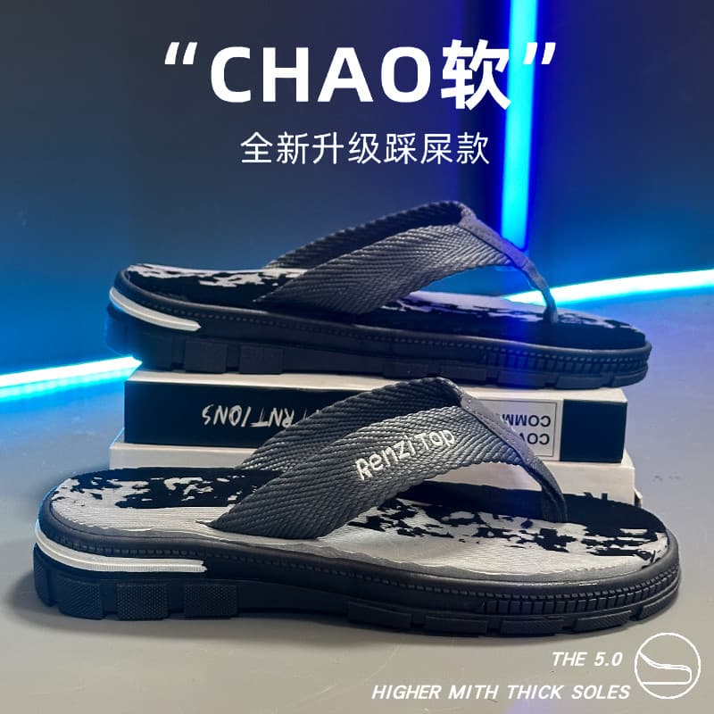 Chinelos de cinto de pano masculino verão exterior usar sola grossa antiderrapante esportes flip-flops masculino beira-m