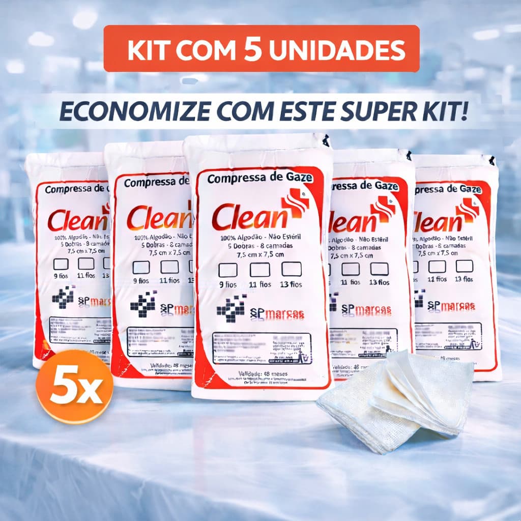 Compressas De Gazes 13 Fios Hidrófila - 5 pacotes 5 unidades