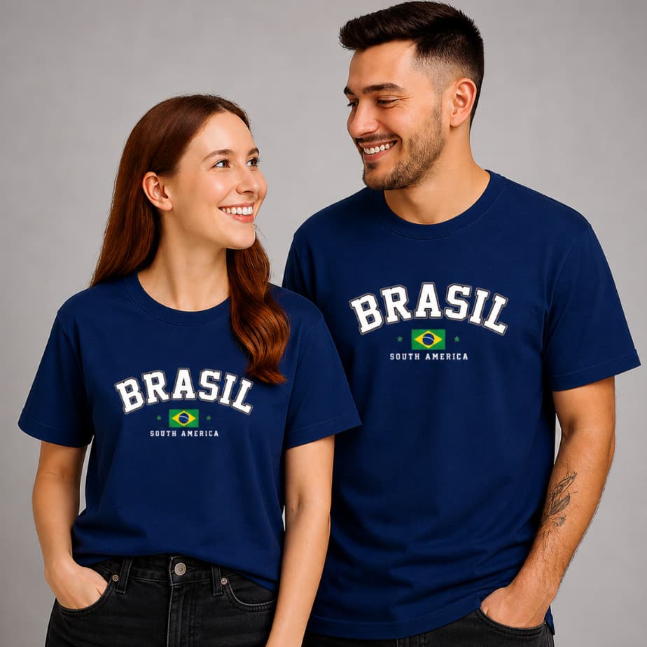 Kit Casal Copa do Mundo 2 Camisetas Brasil Casal Seleção Copa Unissex Hexa