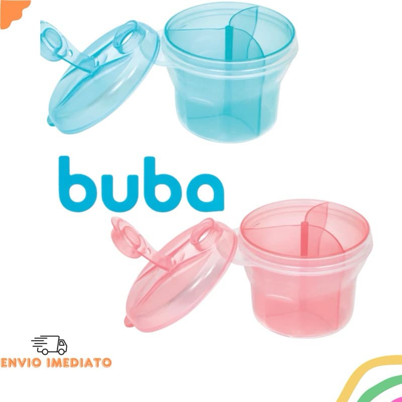 Pote Porta Leite Em Pó Com Divisória Dosador Medidor de Fórmula Buba