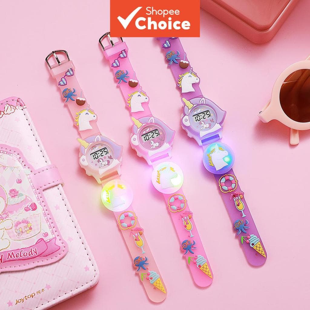 1pc Unicórnio Brilhante Crianças LED Relógio Digital Dos Desenhos Animados De Pulso Para Meninas Presente