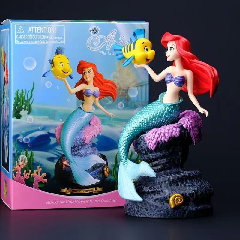 A Pequena Sereia Anime Figura Ariel Princesa Flatfish Q Versão PVC Figuras De Ação Bolo Decoração Modelo Boneca Brinqued