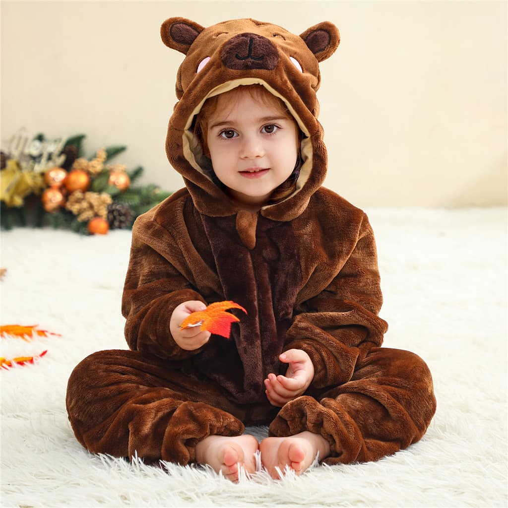 Macacão De Capivara Para Bebê , Flanela Aconchegante Recém-Nascidos , Pijama Infantil De Desenho Animado De Unicórnio ,