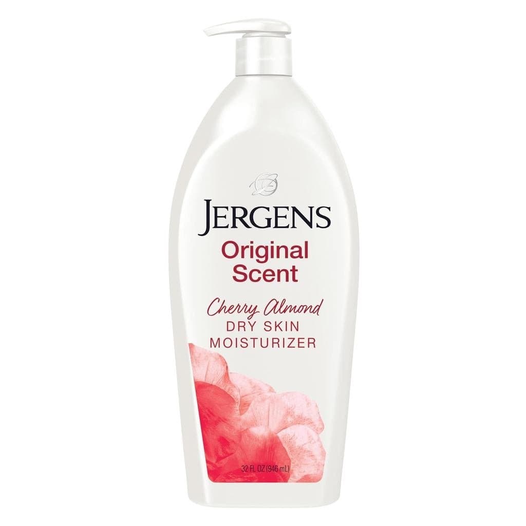 Loção Hidratante Corporal Seca Jergens Original Scent, Hidratante para Mãos e Corpo, Essência de Cereja e Amêndoa, Testa