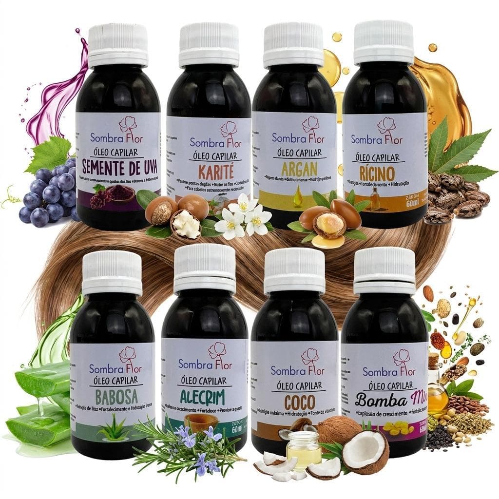 Óleo Capilar Sombra Flor Vitamina Para Cabelo e Couro Cabeludo