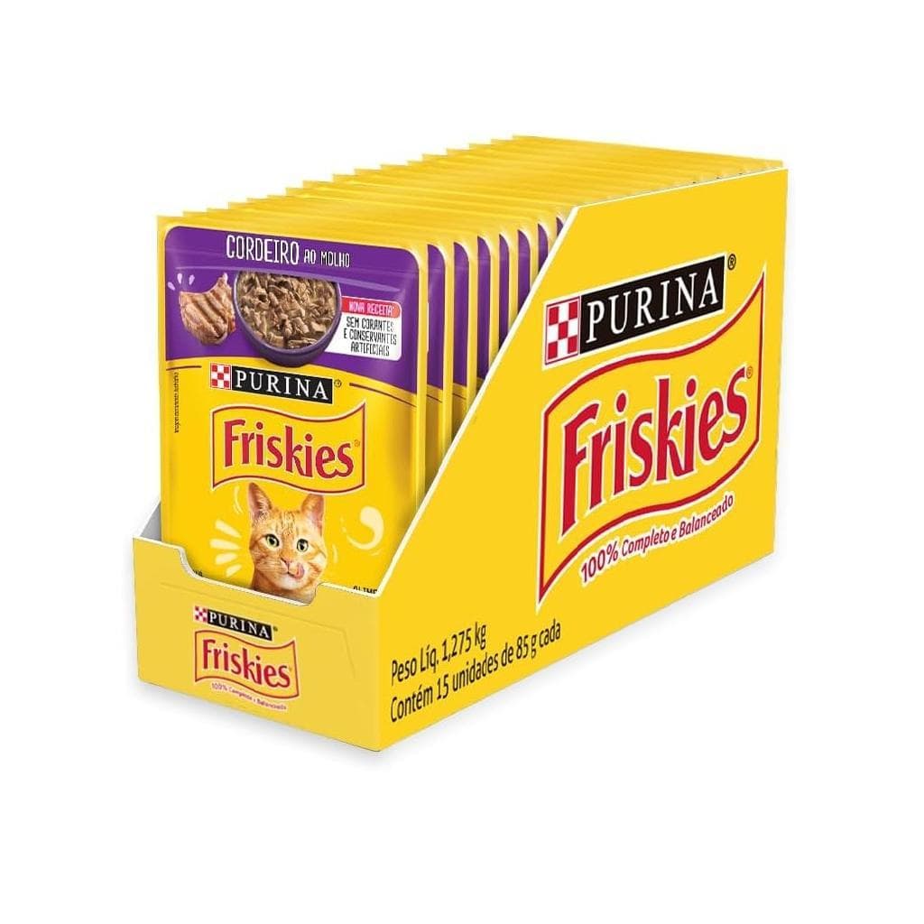 Nestle Purina Purina Friskies Kit 15 Sachês Para Gatos Adultos Sabor Cordeiro 85g Gato Adulto Úmida , Molhada