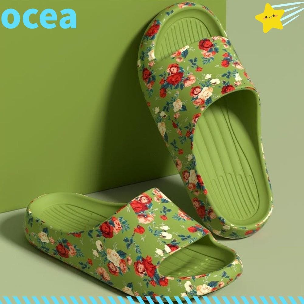 Sandálias OCEA , Chinelos Casuais Antiderrapantes , Sola Grossa Com Estampa Floral Antiderrapante Para Ambientes Interno