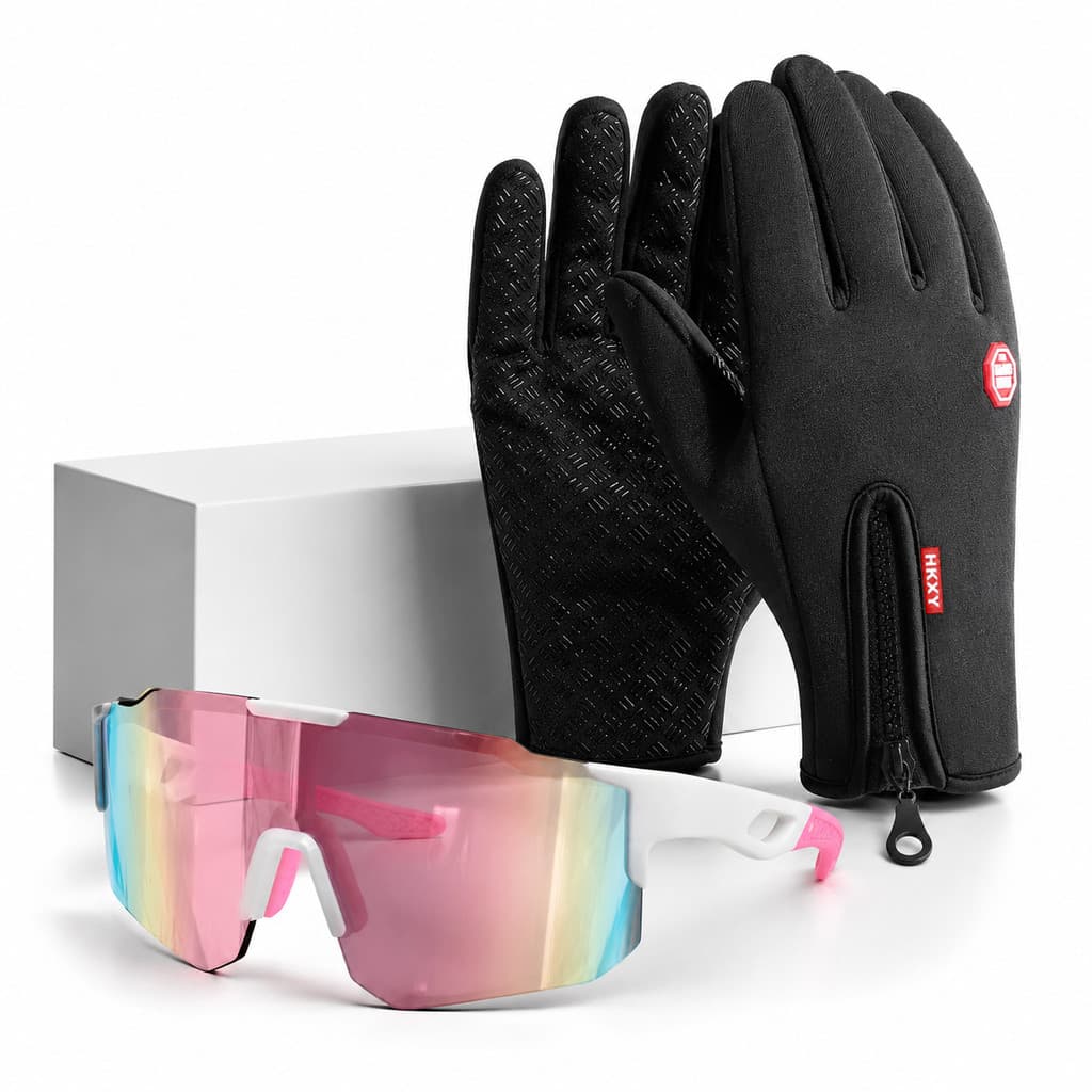 Kit Luva Ciclismo Unissex Touch e Óculos Esportivo UV400