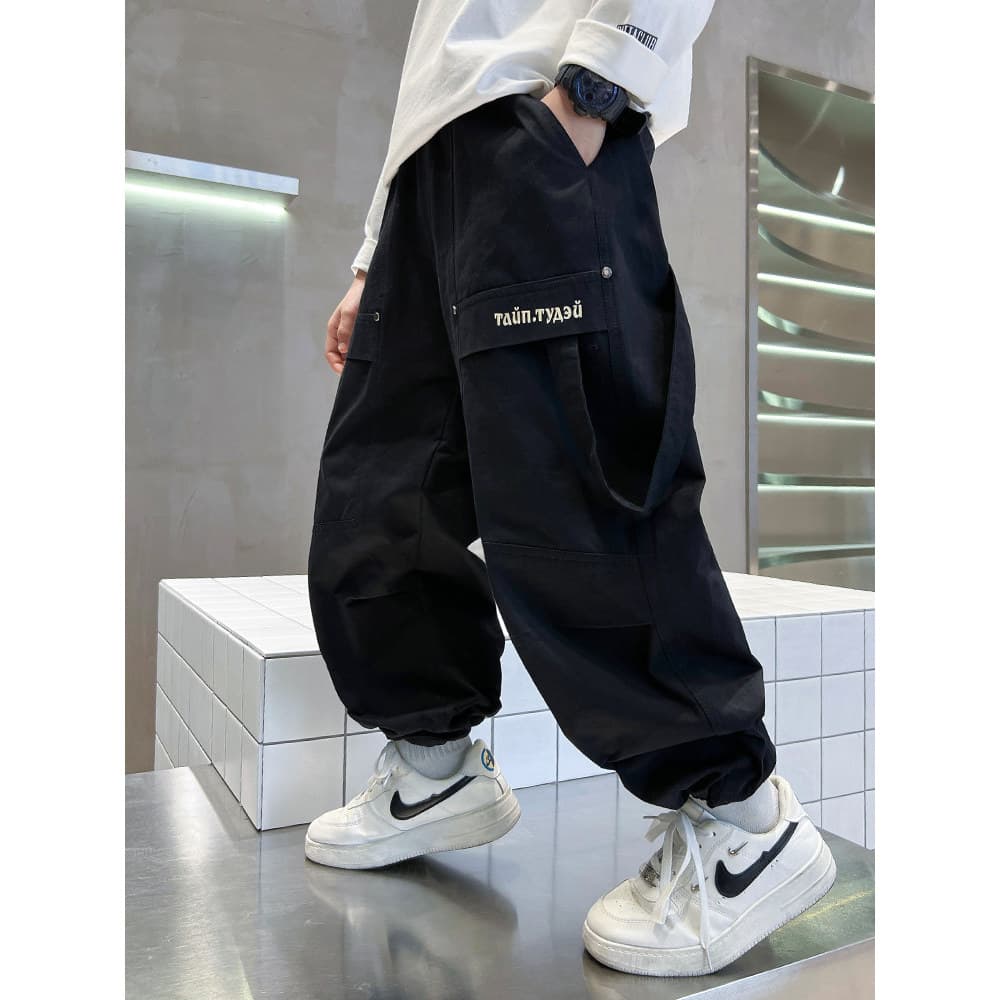 Crianças crianças calças casuais primavera outono novo estilo meninos calças soltas esportes gordos meninos médio grande