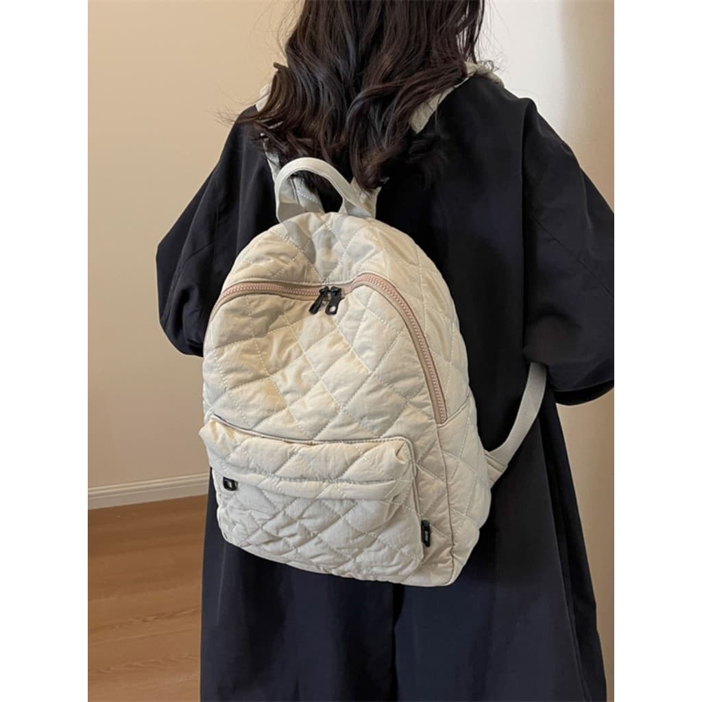 Losango bordado algodão roupas mochila saco 2023 novo estilo Unisex mochila computador Casual Commuter estudante univers