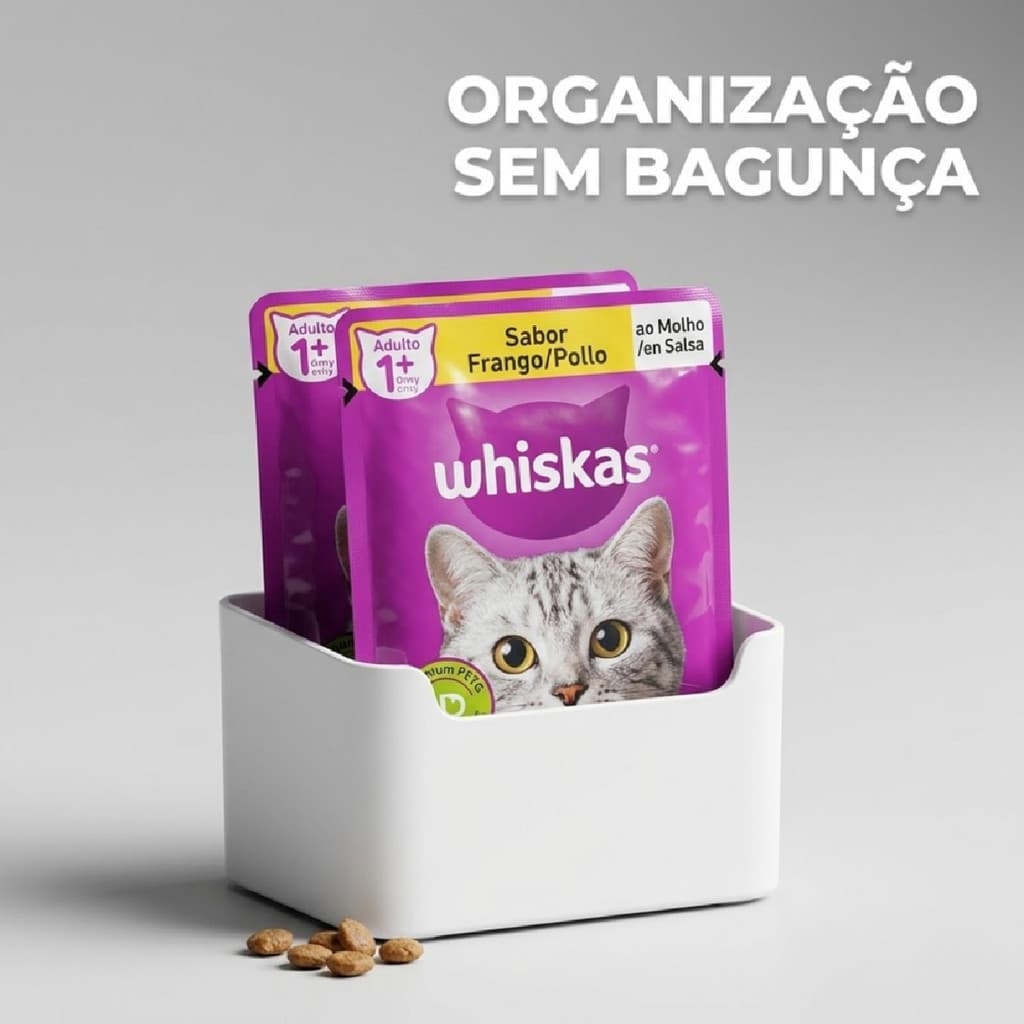 Organizador de Sachê Ração Úmida para Geladeira Suporte Pet Porta Mantimentos Gato e Cão Resistente Premium