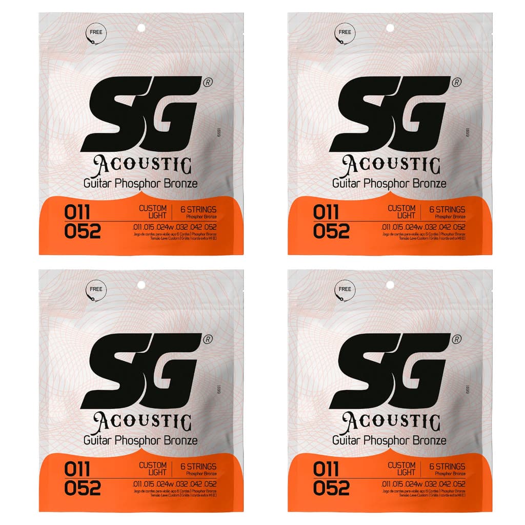 Kit 4 Encordoamento P/Violão Fósforo Bronze  0.011 SG