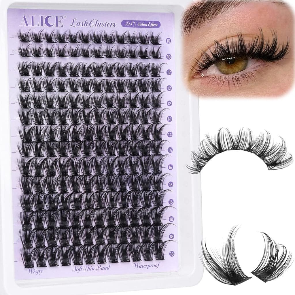 ALICE Cílios em Cluster Wispy 10-18mm 168 peças Extensões de Cílios em Cluster Volume Natural Cílios Individuais DIY com