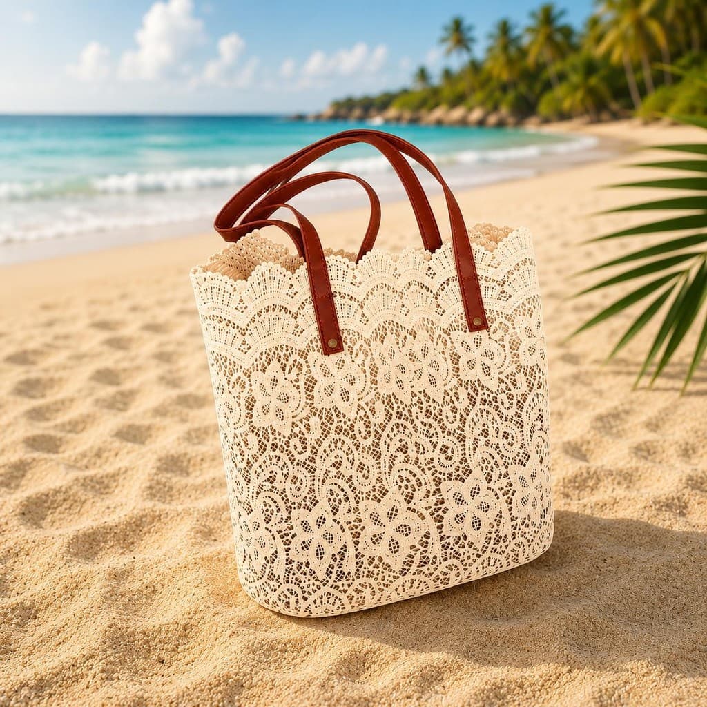 Bolsa Tote Renda - Passeio Encontro Dia a Dia - Feminina - Boho Romântica - Cabe Livros Celular e Make