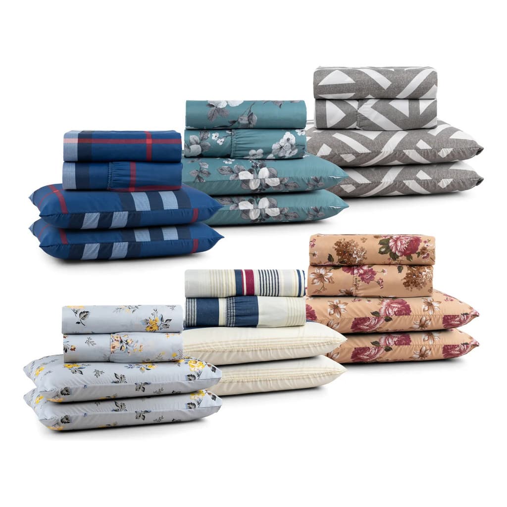Jogo De Cama King Size Estampado 4 Peças Aveludado  Elástico