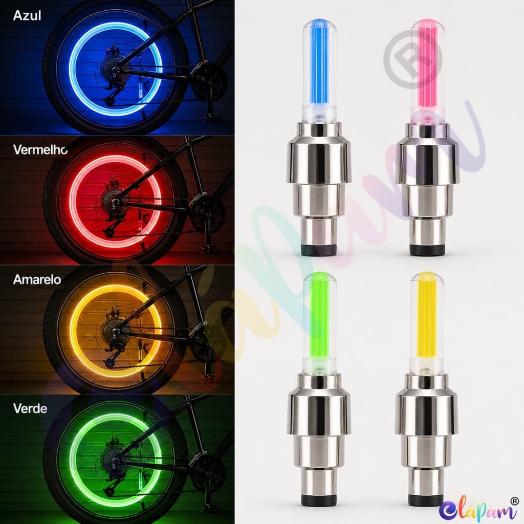 Bico de Válvula LED Colorido Par Para Bicicleta Moto Carro Luz de Roda Noturna Com Movimento Fácil Instalação Decorativo
