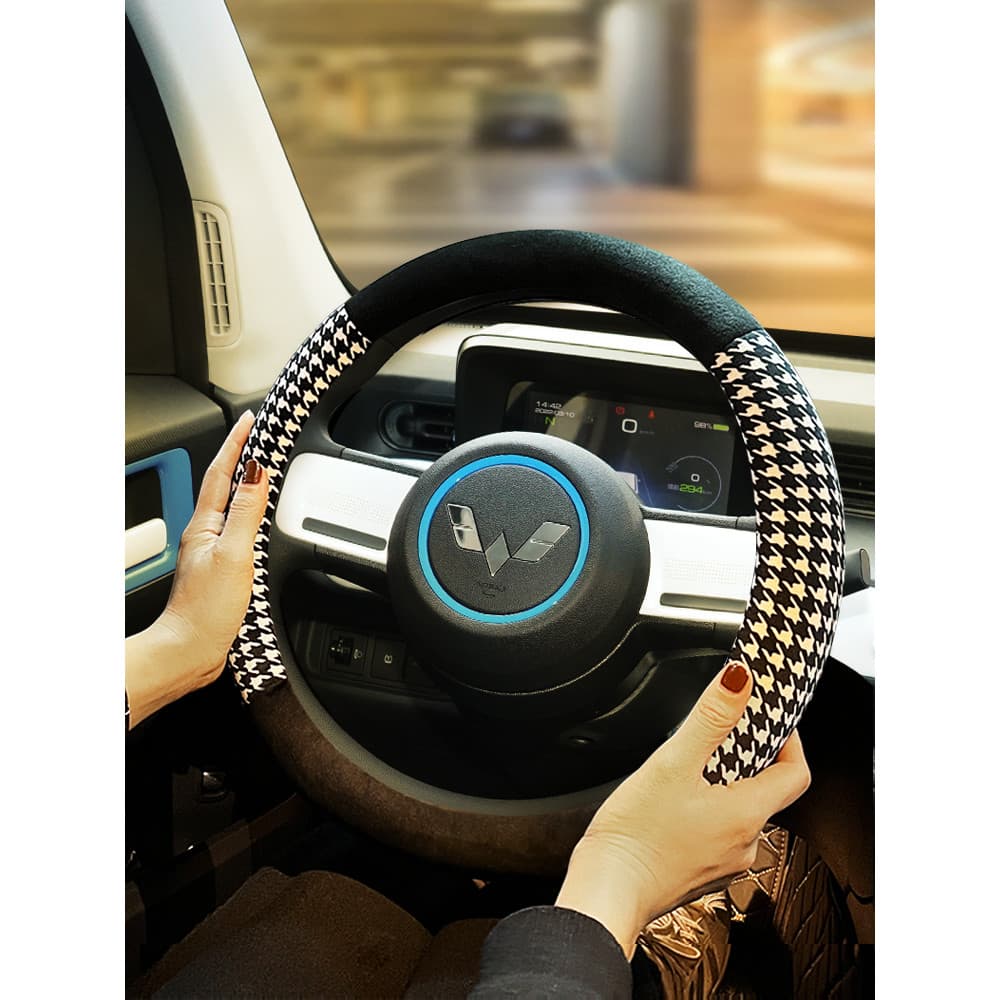Wuling Hongguang miniev Macaron veículo elétrico dedicado capa de volante inverno pelúcia aperto capa bonito estilo deus