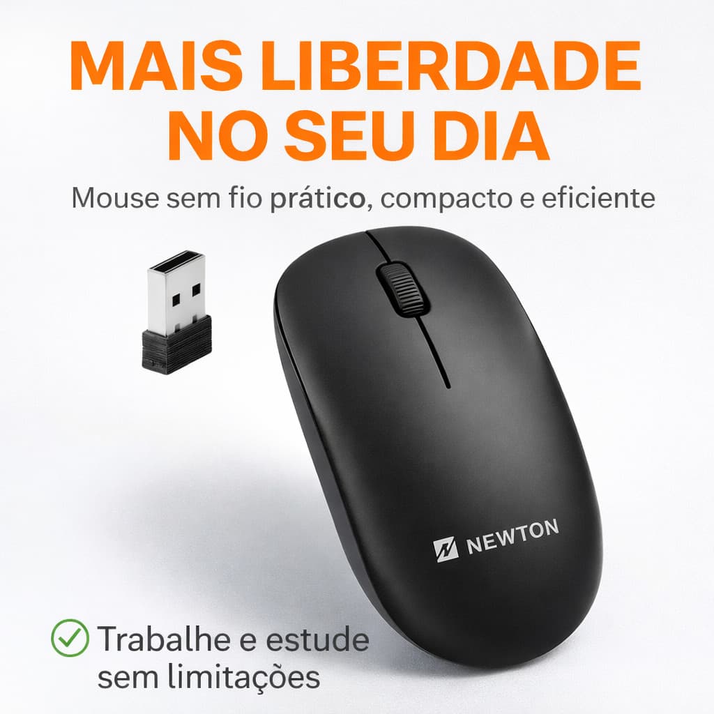 Mouse Sem Fio Preto Ergonomico USB Wireless 2.4GHz Optico Silencioso Notebook PC Computador NMS-007