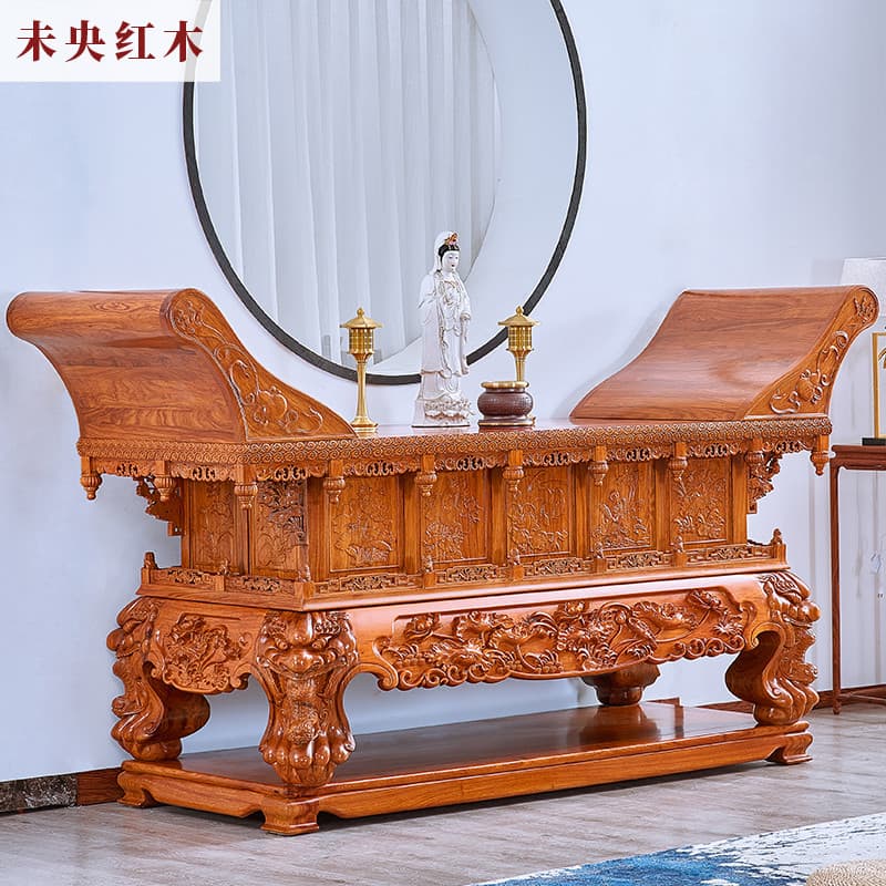 Mogno Deluxe grande oferta mesa ouriço vermelho sândalo budista Hall deus mesa africano jacarandá oferecendo templo sóli