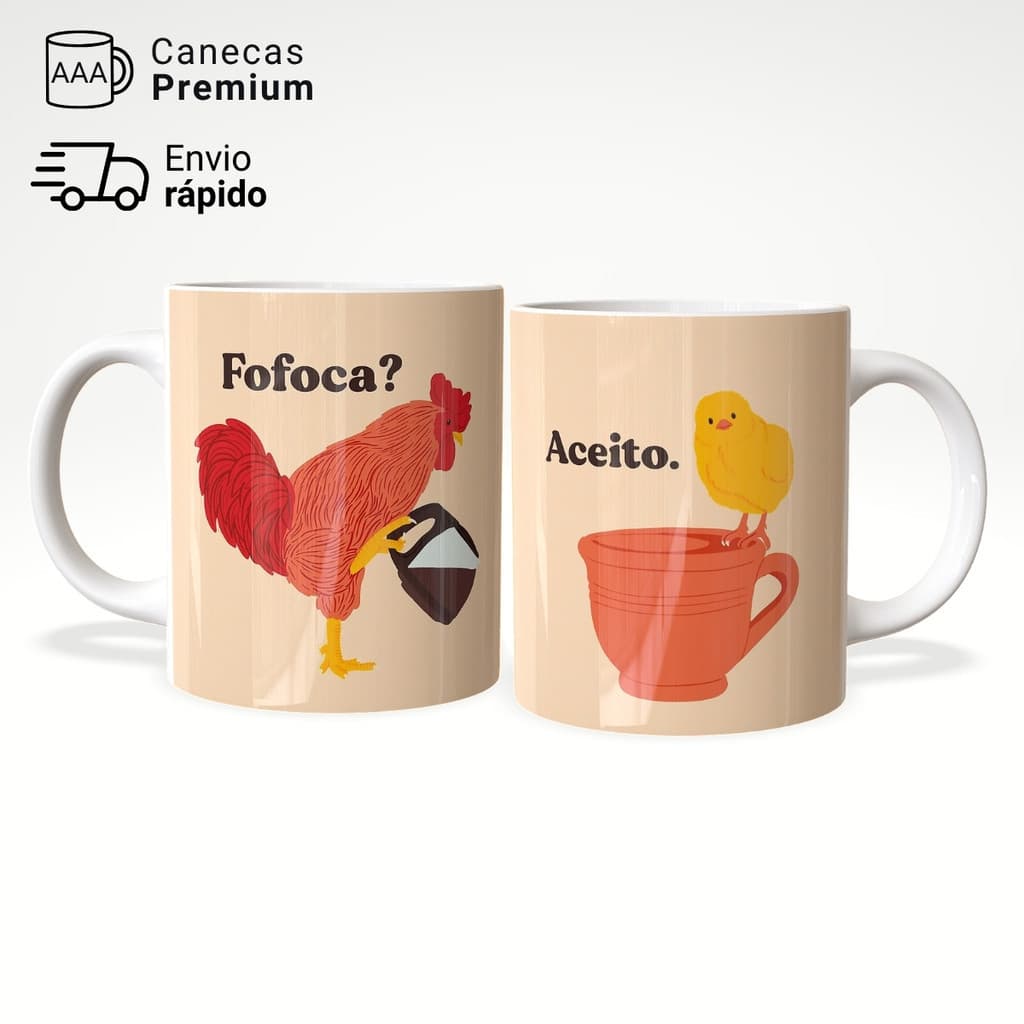 Caneca Xícara Fofoca Aceito Engraçada Divertida Presente Criativo Amigas 325ml – JURO