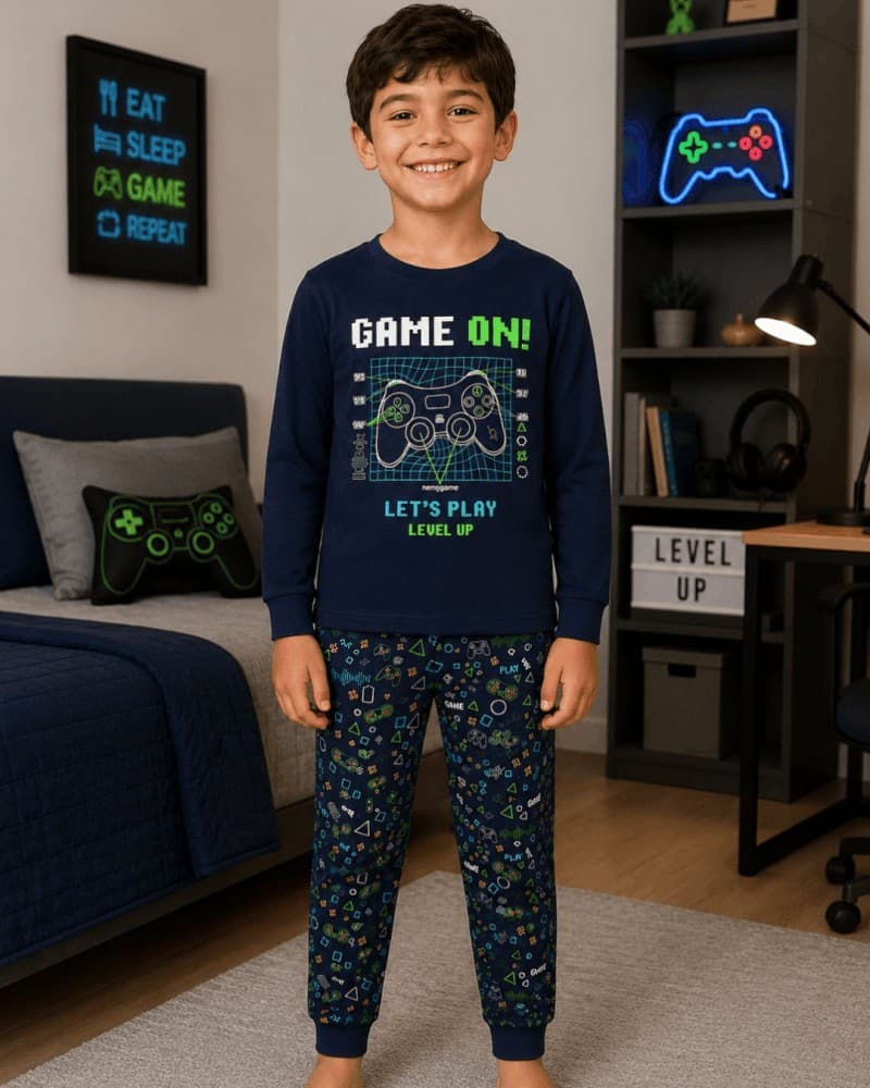 PIJAMA MASCULINO INVERNO COM PUNHO GAME ON