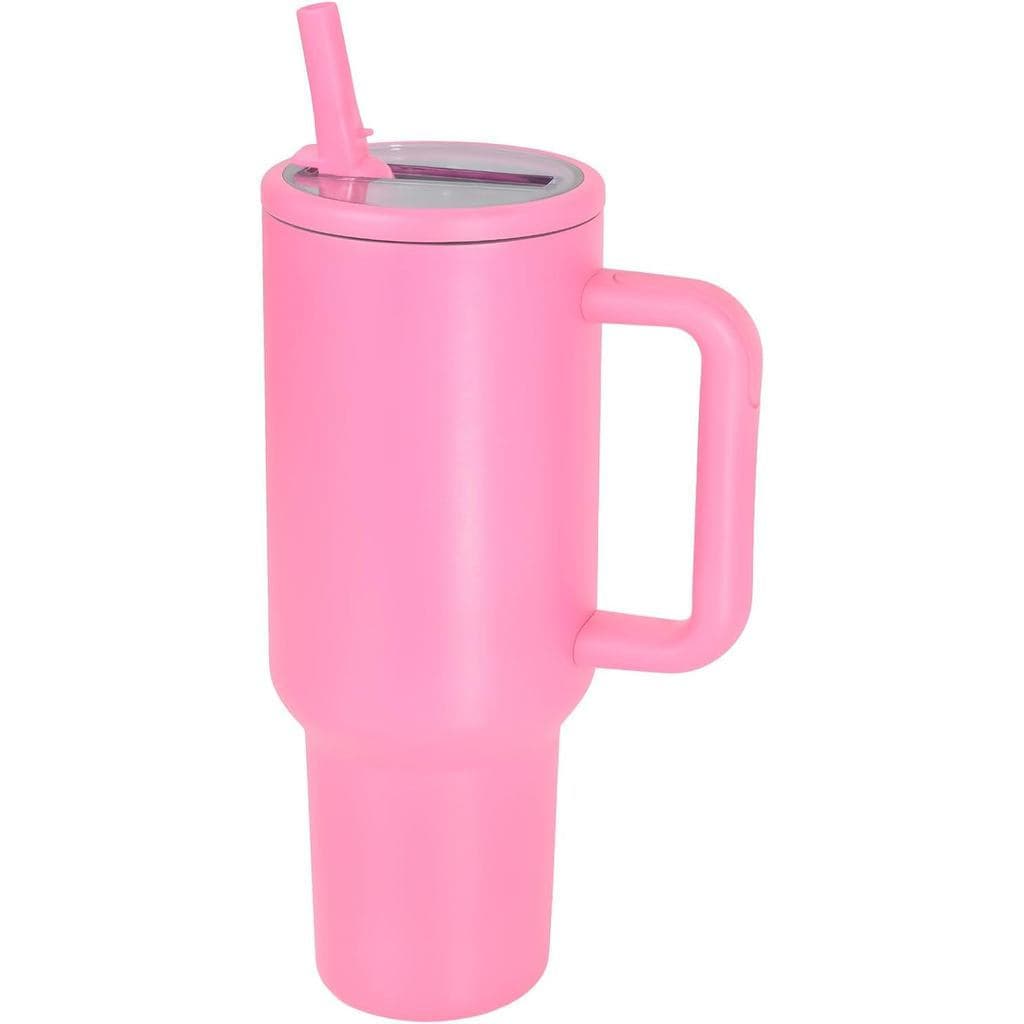 Copo Térmico de 40oz com Alça, Canudo Rebatível, Tampa e Base de Borracha, Garrafa de Água em Aço Inoxidável - À Prova d