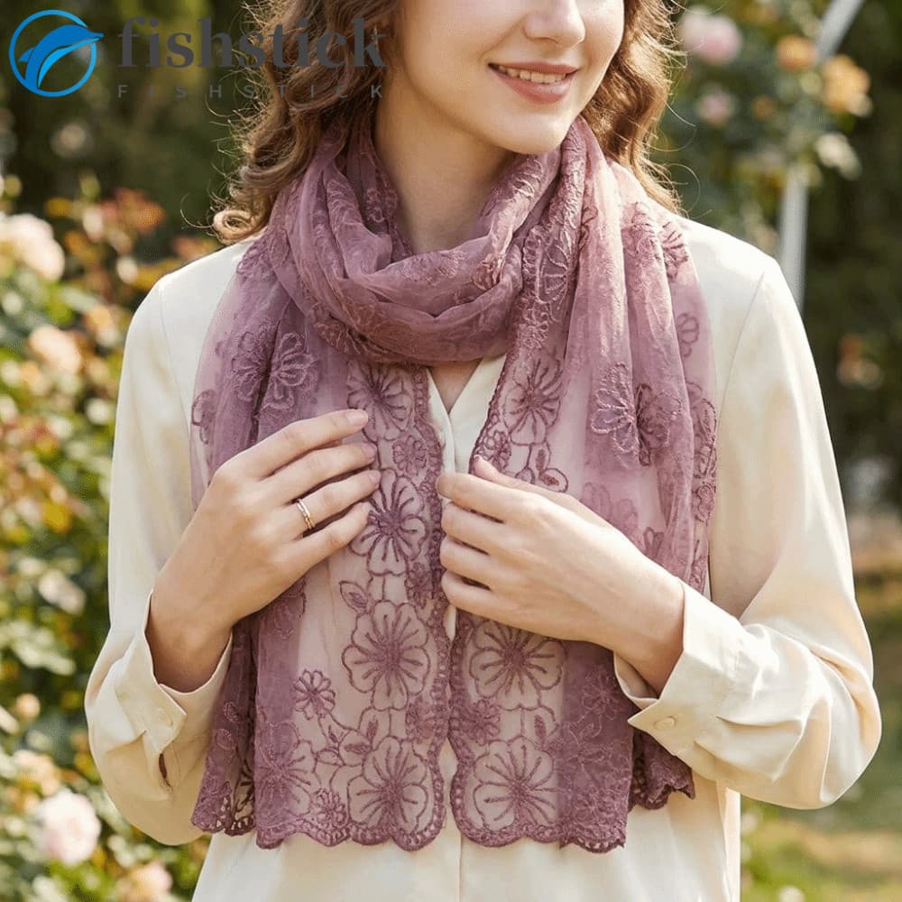 Xale De Flor Bordado FISHSTICKA , Lenço De Renda Estilo Retrô Elegante Longo E Fino Versão Coreana Literária