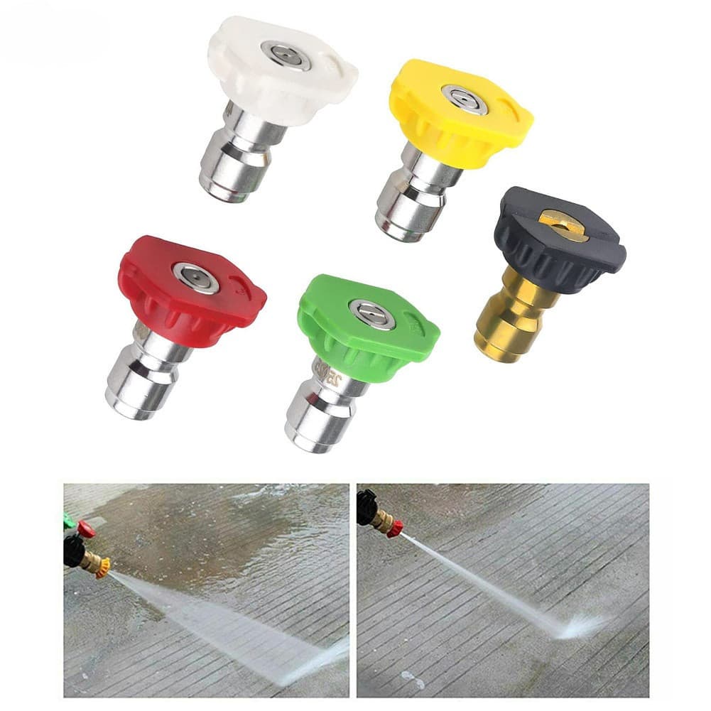 5 Peças Pontas De Bico De Lavadora De Pressão De Conexão Rápida De 1/4 De Polegada , 0 ° 15 25 40 E Spray De Sabão