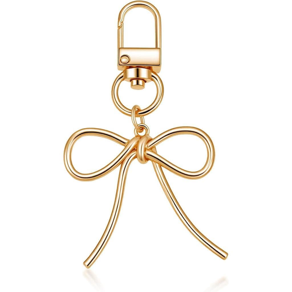 Bonito Arco De Ouro Chaveiro Saco Encantos Para Mulheres Sacolas , Bolsas Bolsa Carteira Chaves Do Carro Decoração Com 3