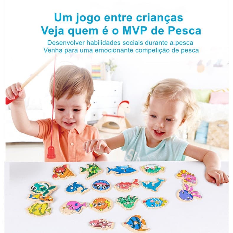31/15 peças de brinquedos de pesca magnéticos de madeira/jogos educativos infantis