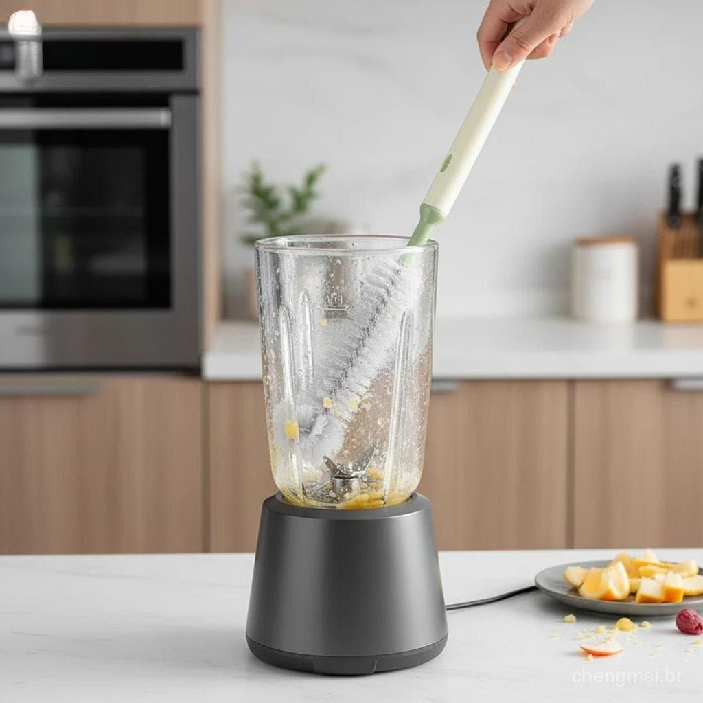 Escova De Limpeza De Liquidificador , Rotação De Cerdas Duras De 360 Graus , Design De Alça Longa Para Espremedores E Li