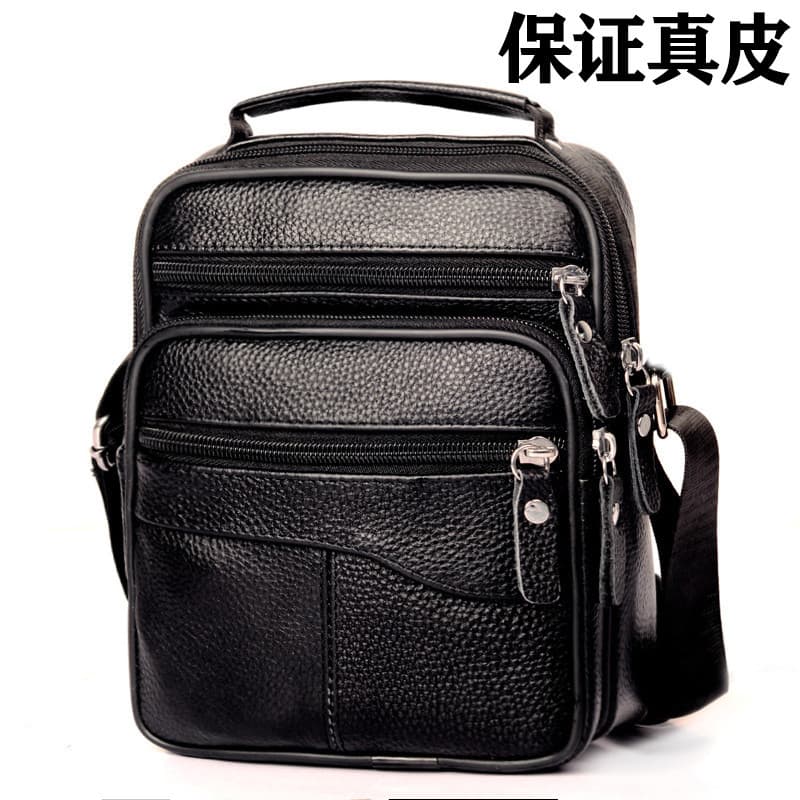 Bolsa de ombro de couro genuíno de negócios Vertical Casual saco do mensageiro masculino pequena mochila de couro mascul