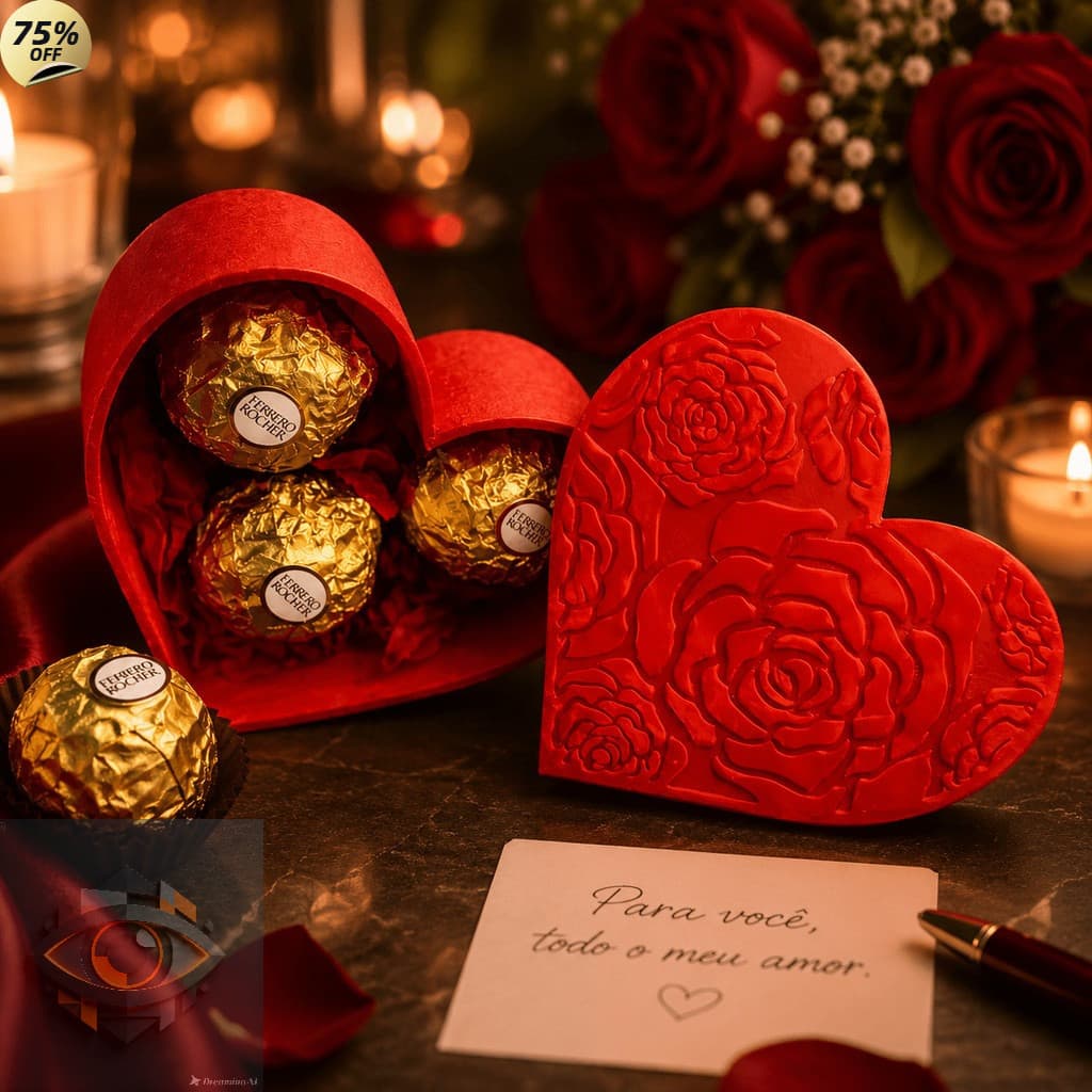 Caixa Coração Luxo para Chocolates e Presentes Porta Ferrero Rocher Para Dia dos Namorados e Surpresas Apaixonante