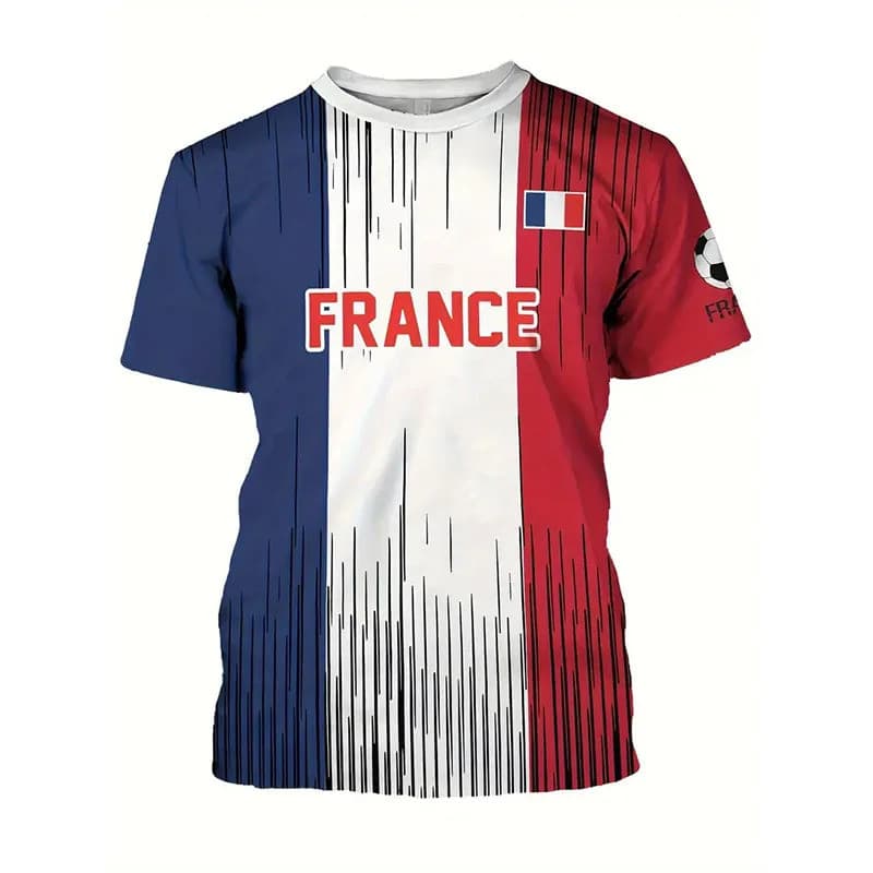 França Retro Bandeira Impressão Camiseta Rua Casual Harajuku Roupas Masculinas De Grandes Dimensões T Camisas Futebol Ga