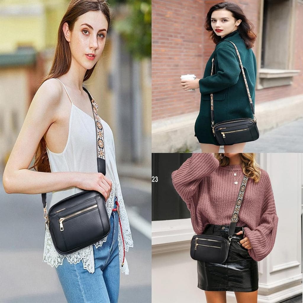 Bolsa Transversal para Mulheres, Pequenas Bolsas Transversais, Bolsa de Ombro Moderna em Couro Vegano com Alça de Ombro