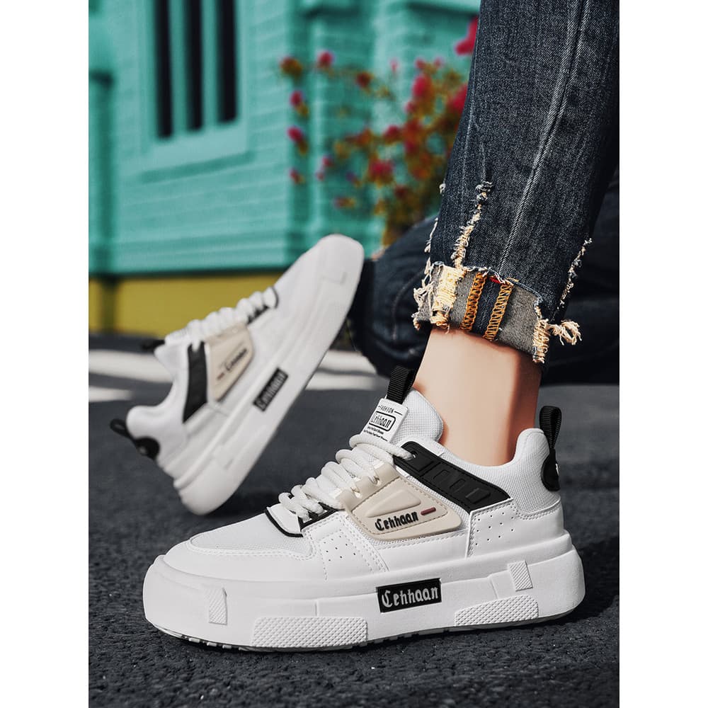 Primavera couro de sola grossa aumento interno 10cm8cm versão coreana masculina sapatos casuais pequenos brancos orgasmo