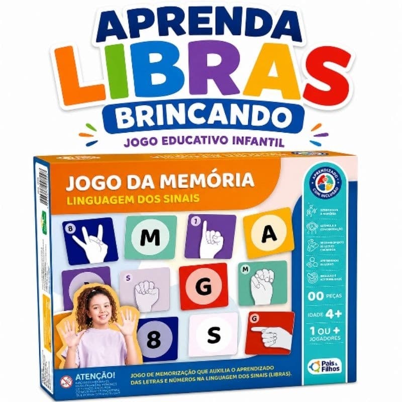 Jogo Da Memória Libras Linguagem Dos Sinais Educativo Infantil Alfabetização