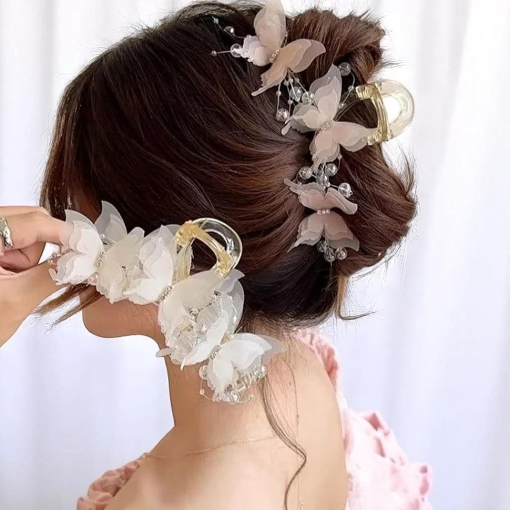 Conjunto de 2 peças de elegantes presilhas de cabelo em formato de borboleta, presilhas de cabelo em formato de garra de