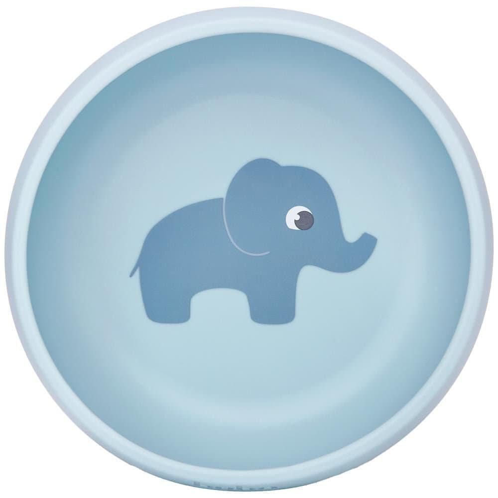 Pratinho Fundo Bowl Bebê Em Silicone Buba Com Ventosa Cloudy Elefante Azul Liso