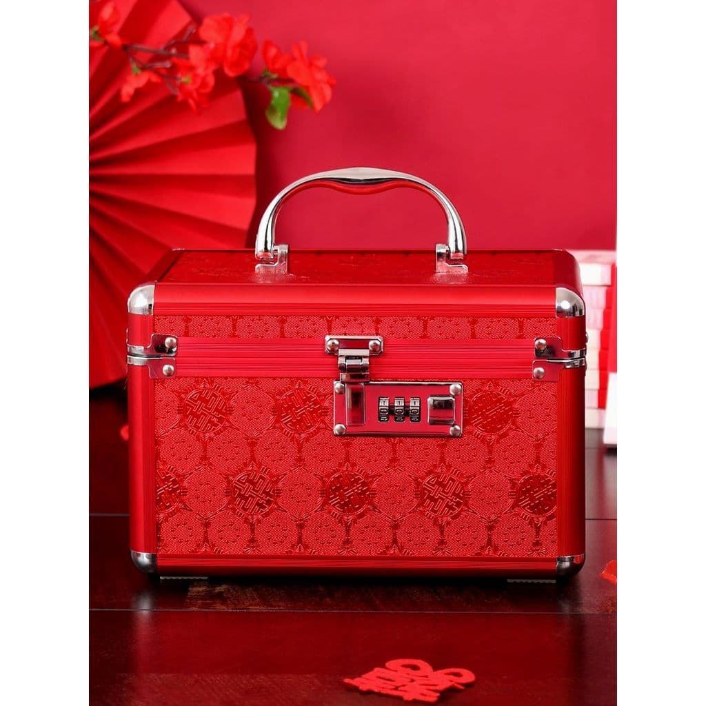 Caixa de presente caixa de senha caixa de jóias de casamento vermelho novo estilo dote de noiva maquiagem presente caixa